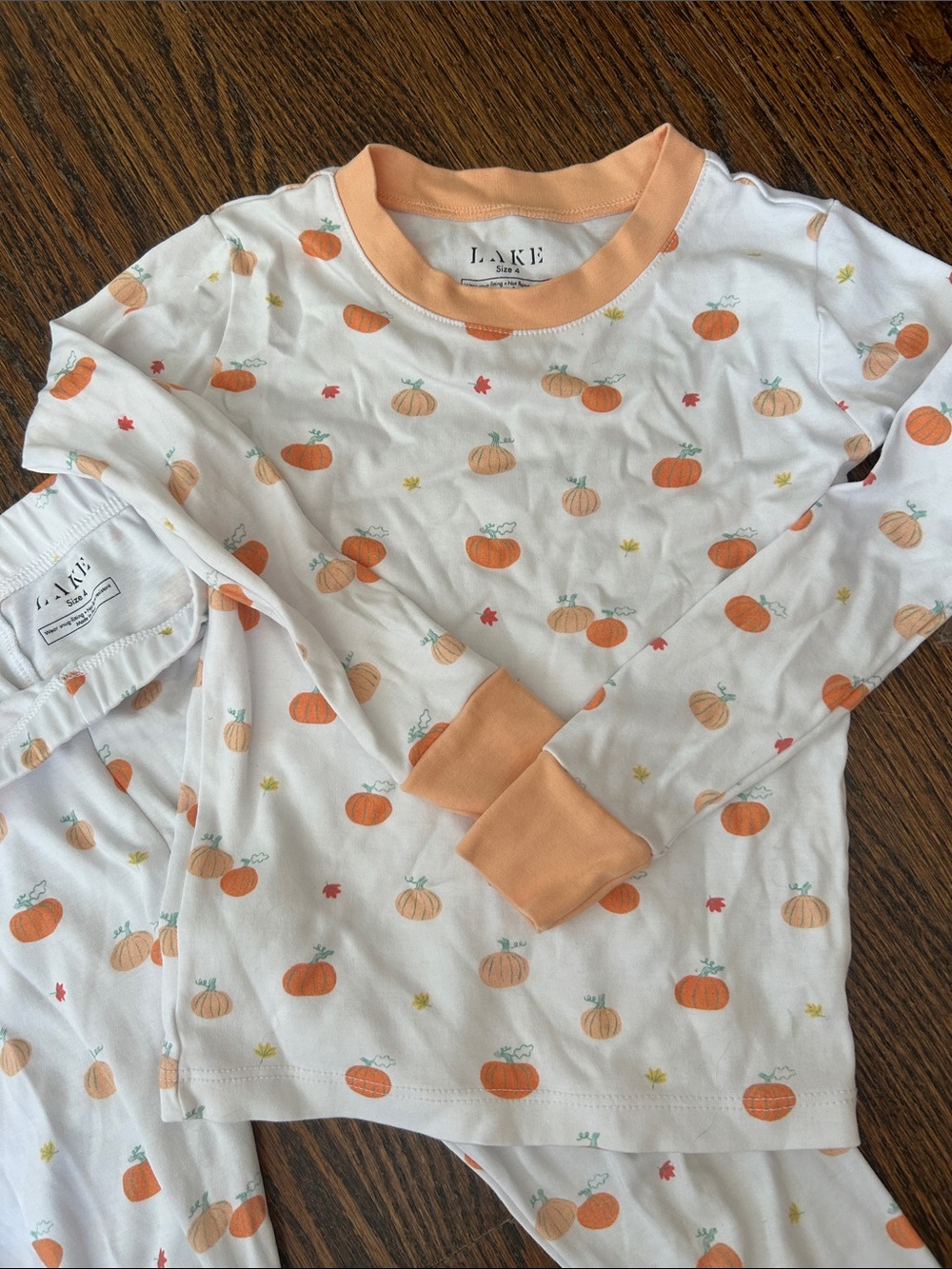 H&M White and Orange Pumpkin Print Kids Pajama Set
